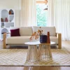 Interieur tapijt met dambord vorm in mosterdgeel en crème
