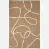 Interieurtapijt met jute-effect, reliëf grafisch patroon in wit.