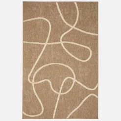 Interieurtapijt met jute-effect, reliëf grafisch patroon in wit.