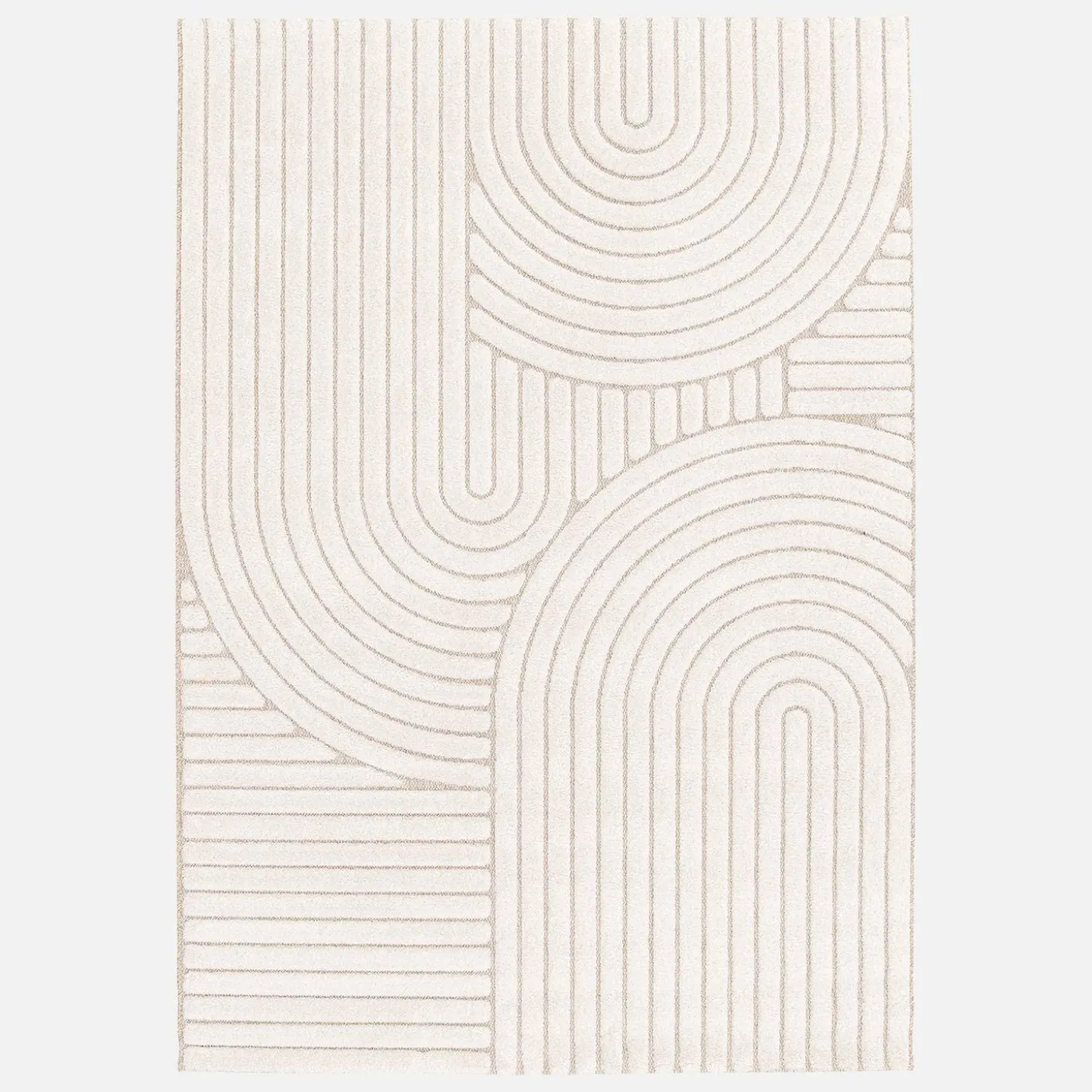 Interieur vloerkleed met bogen crème en beige