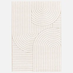 Interieur vloerkleed met bogen crème en beige