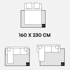 Interieur vloerkleed met crème bogen