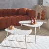 Interieur vloerkleed met crème bogen