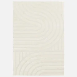 Interieur vloerkleed met crème bogen