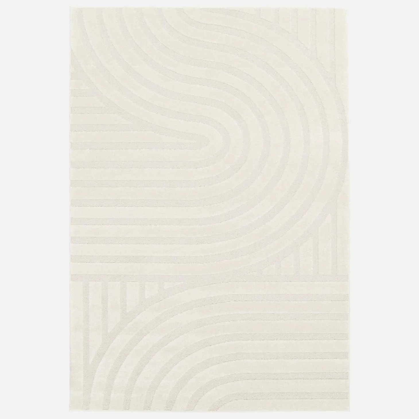 Interieur vloerkleed met crème bogen
