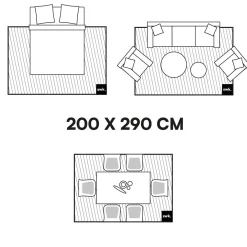 Interieur vloerkleed met crème bogen