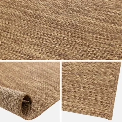 Jute-effect tapijt vloerkleed voor binnen en buiten in karamel