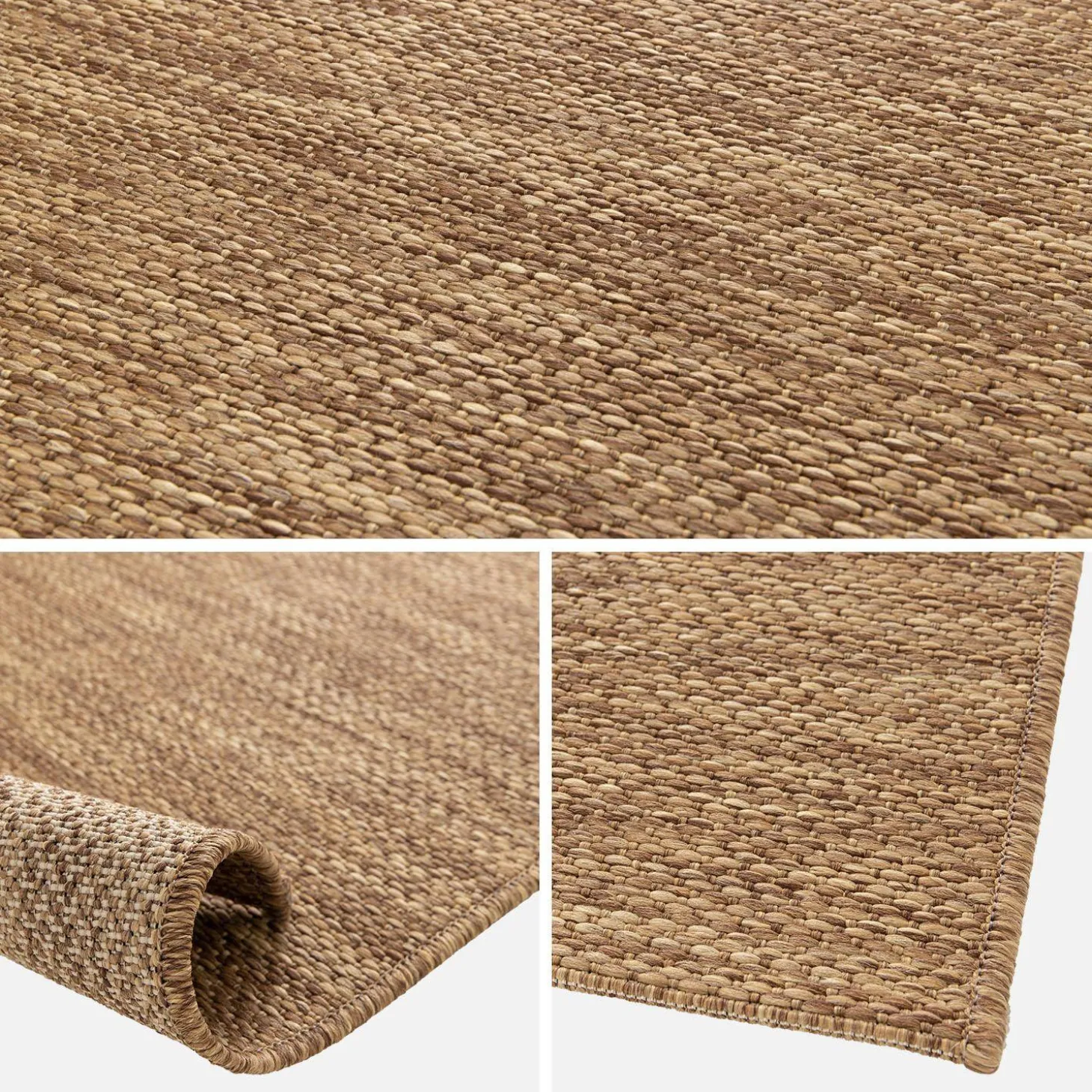 Jute-effect tapijt vloerkleed voor binnen en buiten in karamel