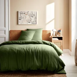 Kaki katoengaas beddengoed