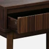 Kaptafel met hout decor, ronde spiegel 1 lade 60 cm