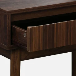 Kaptafel met hout decor, ronde spiegel 1 lade 60 cm