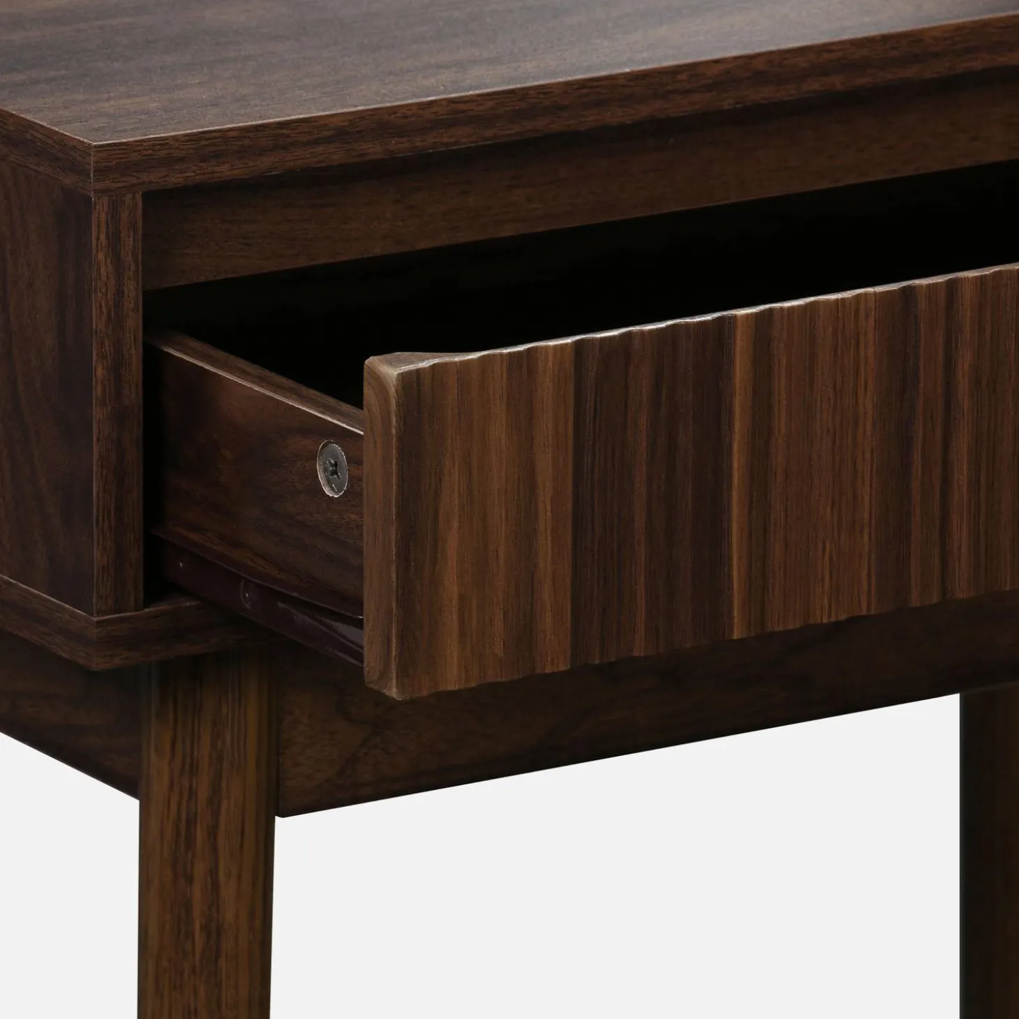 Kaptafel met hout decor, ronde spiegel 1 lade 60 cm