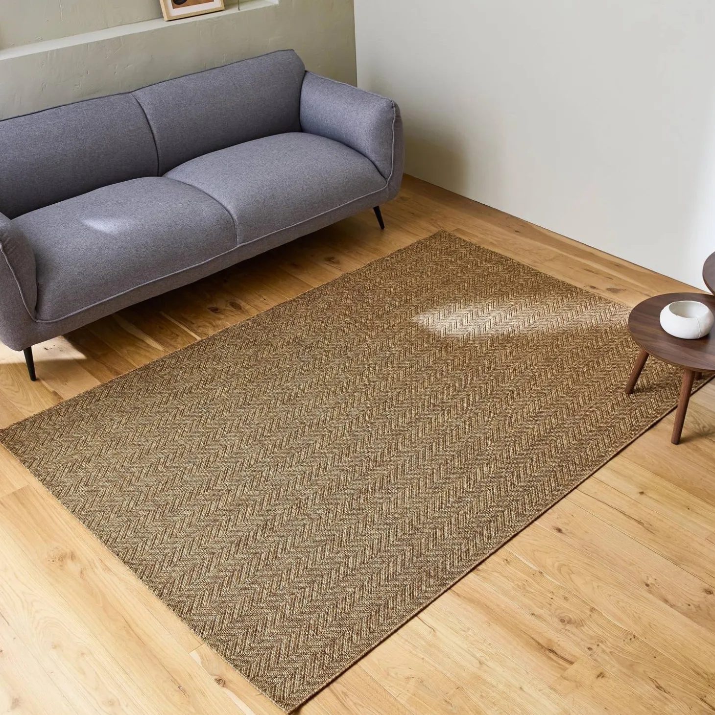 Karamelkleurig jute-effect vloerkleed voor binnen en buiten
