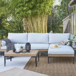 Karamelkleurig jute-effect vloerkleed voor binnen en buiten