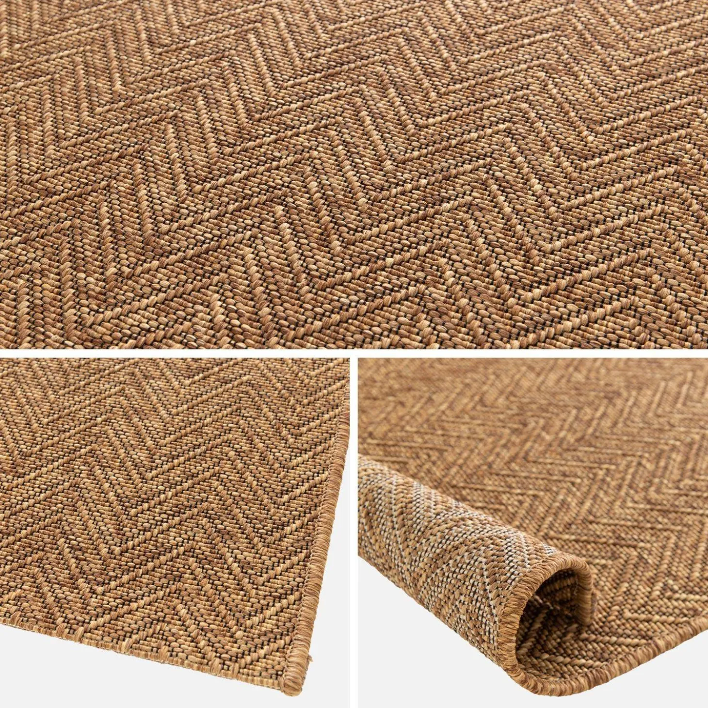 Karamelkleurig jute-effect vloerkleed voor binnen en buiten