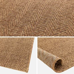 Karamelkleurig jute-effect vloerkleed voor binnen en buiten