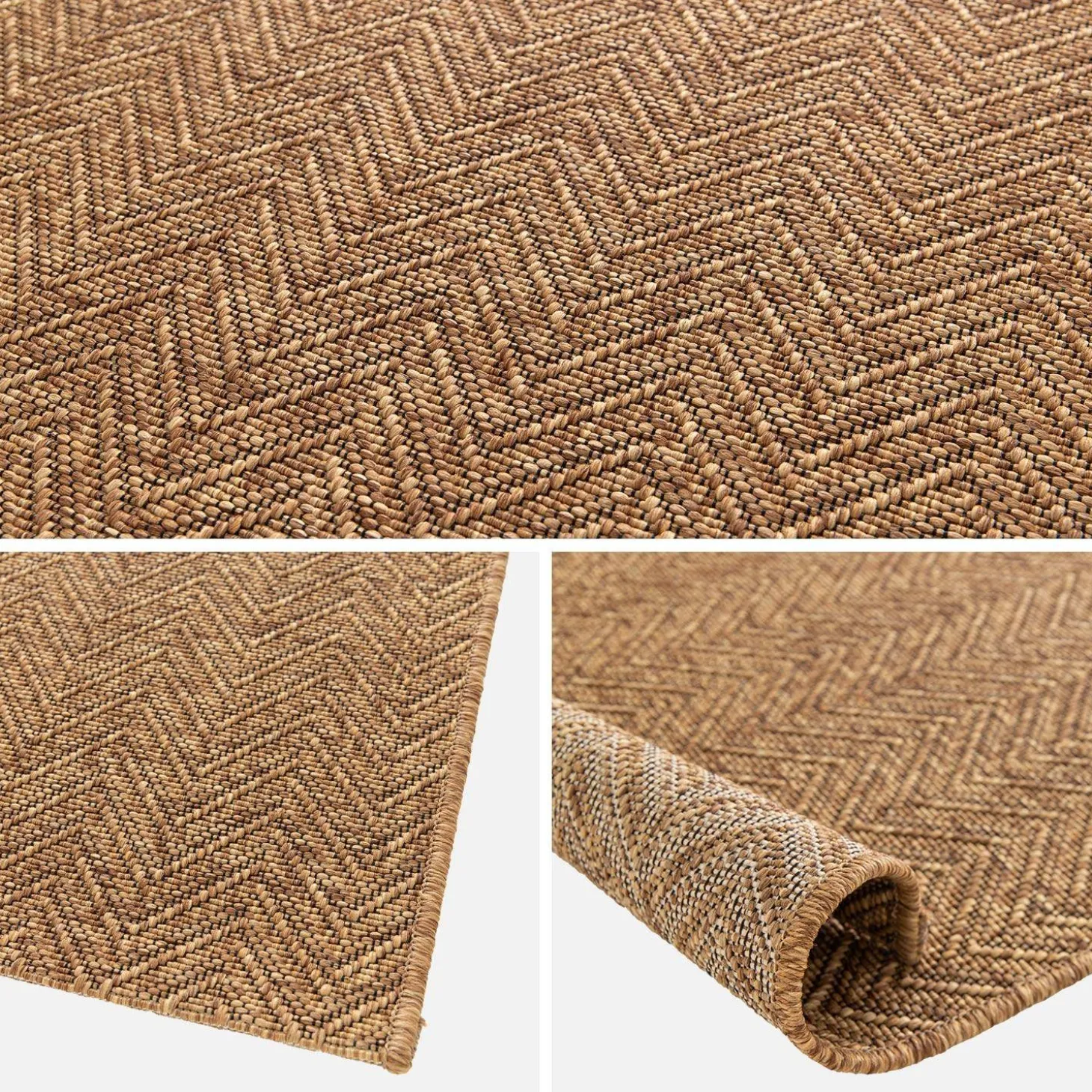 Karamelkleurig jute-effect vloerkleed voor binnen en buiten