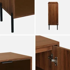 Kastje 2 glanzende deuren houteffect vintage 83cm