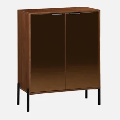 Kastje 2 glanzende deuren houteffect vintage 83cm