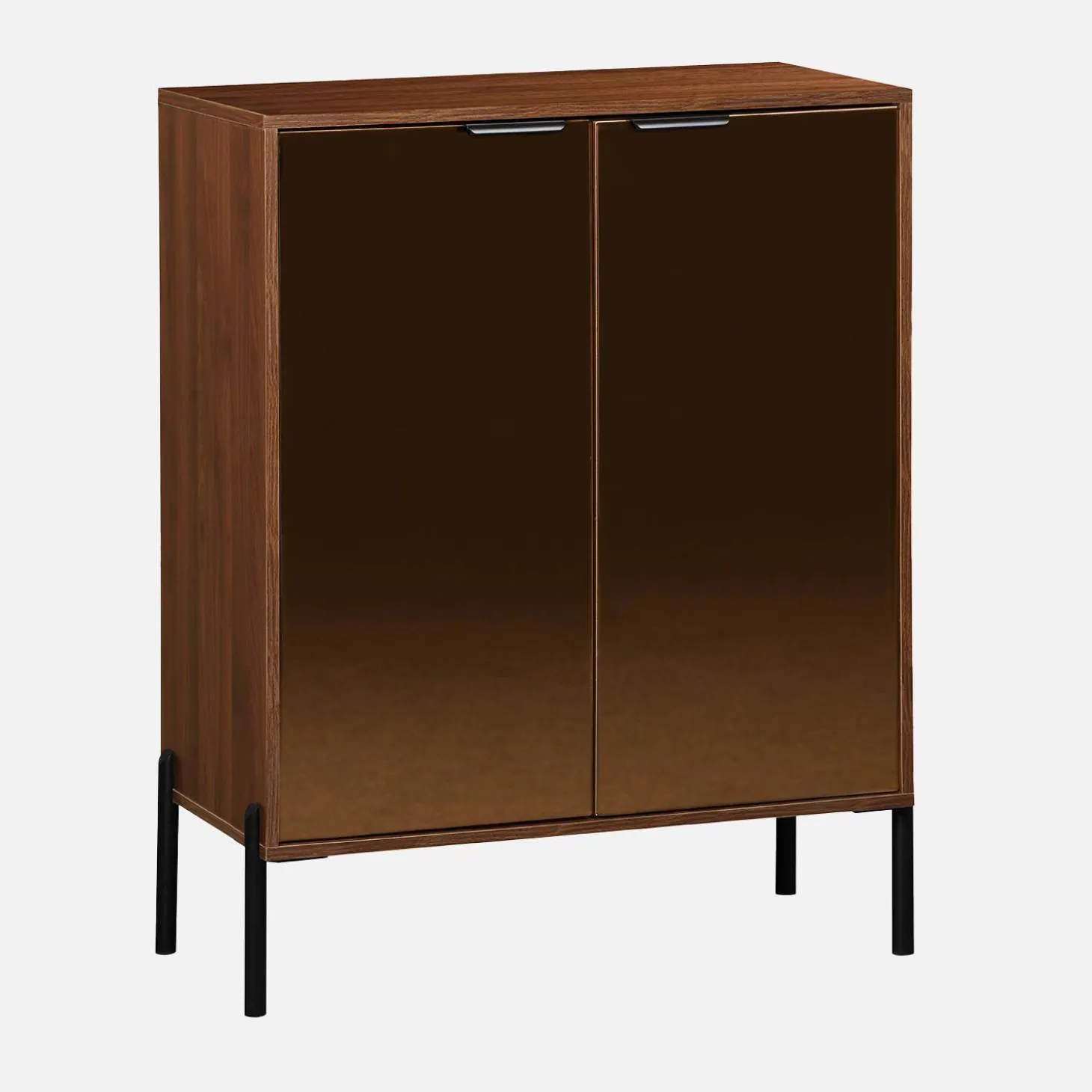 Kastje 2 glanzende deuren houteffect vintage 83cm