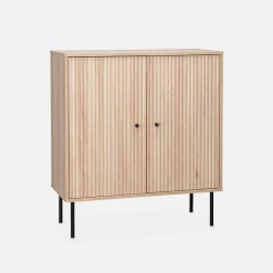 Kastje met 2 deuren gegroefd houtdecor 83,5cm