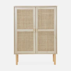 Kastje met 2 deuren rotan en houteffect 80cm