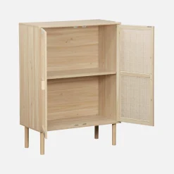 Kastje met 2 deuren rotan en houteffect 80cm