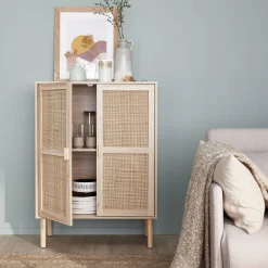 Kastje met 2 deuren rotan en houteffect 80cm
