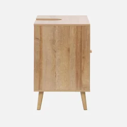 Kast onder wastafel met houtdecor en rotan