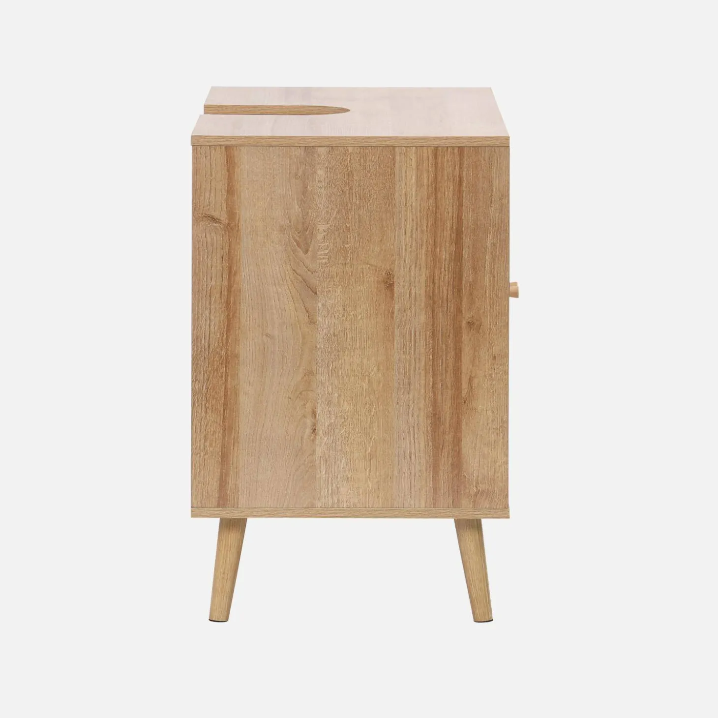 Kast onder wastafel met houtdecor en rotan