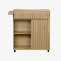 Keukentrolley met houtdecor 1 handgreep 1 lade 2 schuifdeuren