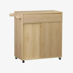 Keukentrolley met houtdecor 1 handgreep 1 lade 2 schuifdeuren