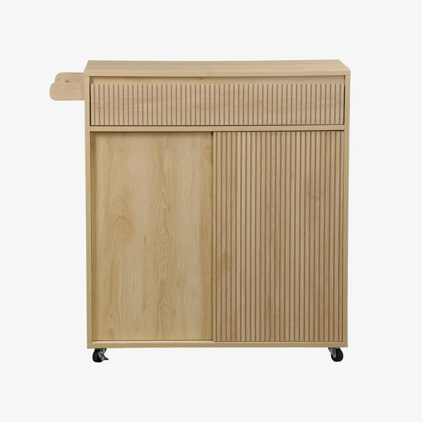 Keukentrolley met houtdecor 1 handgreep 1 lade 2 schuifdeuren