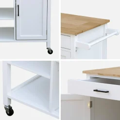 keukentrolley van rubberhout met handvat