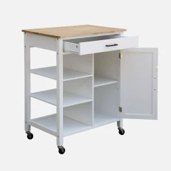 keukentrolley van rubberhout met handvat