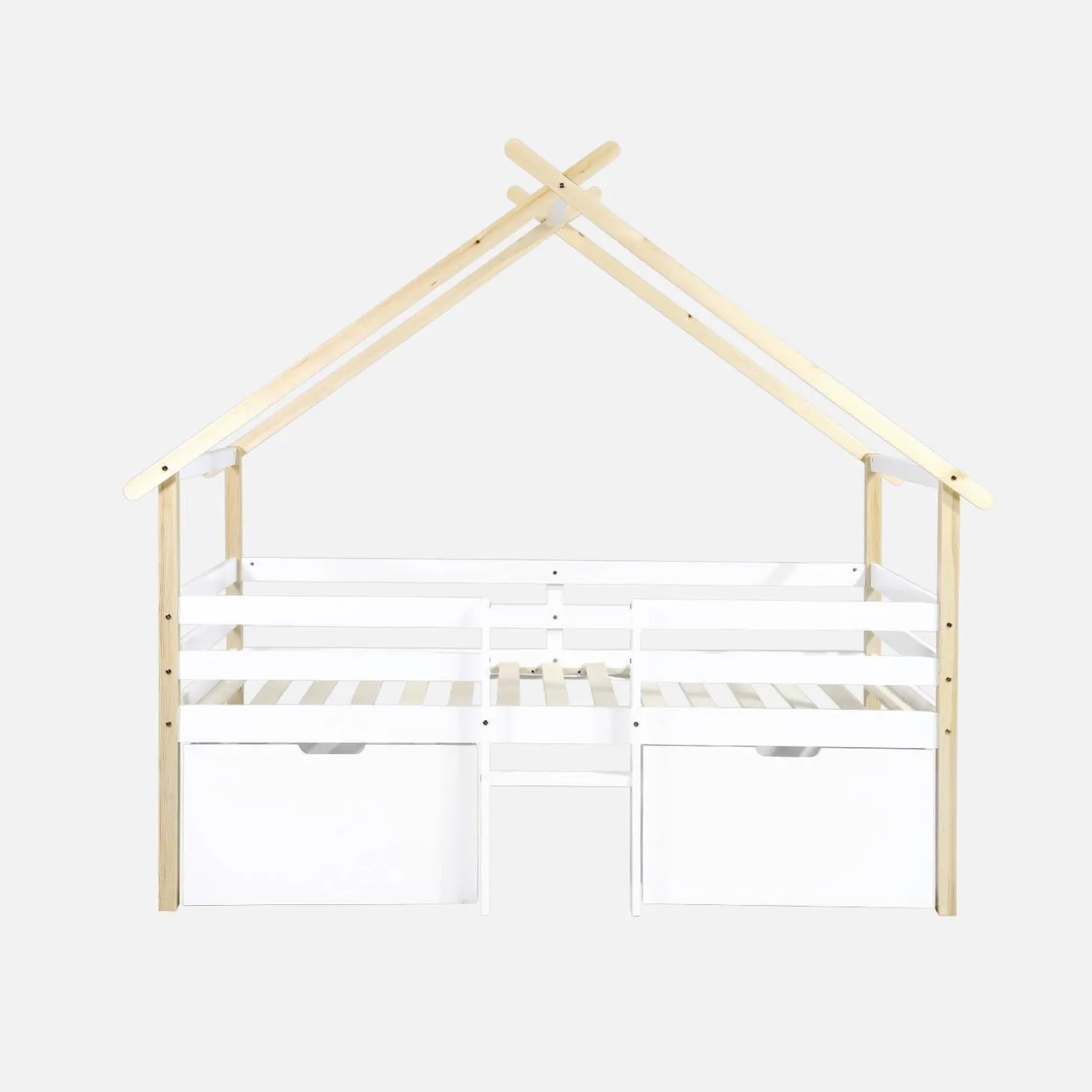 Kinderbed 90 x 190 cm grenenhout lattenbodem inbegrepen en 2 lades
