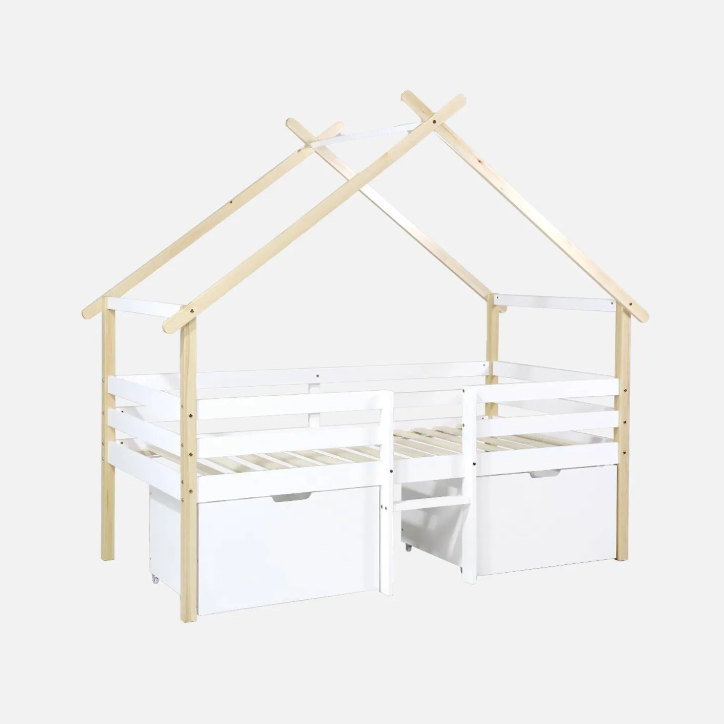 Kinderbed 90 x 190 cm grenenhout lattenbodem inbegrepen en 2 lades