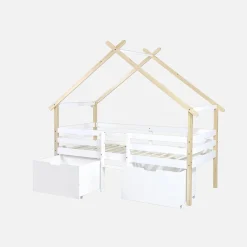 Kinderbed 90 x 190 cm grenenhout lattenbodem inbegrepen en 2 lades