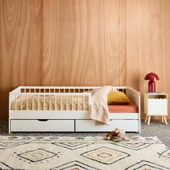 Kinderbed 90x190cm met lattenbodem en 2 lades dennenhout