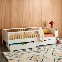 Kinderbed 90x190cm met lattenbodem en 2 lades dennenhout