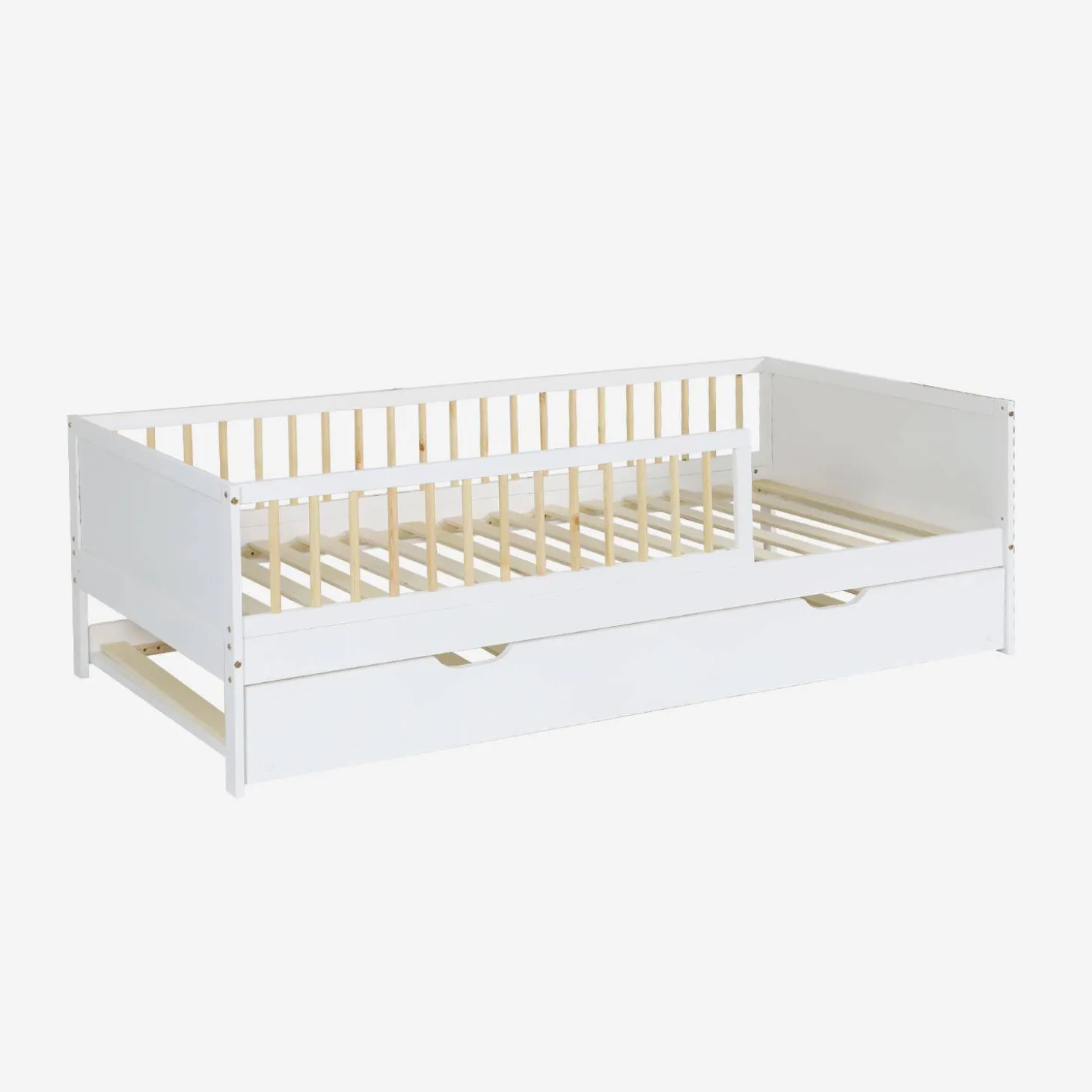 Kinderbed 90x190cm met lattenbodem en logeerlade dennenhout