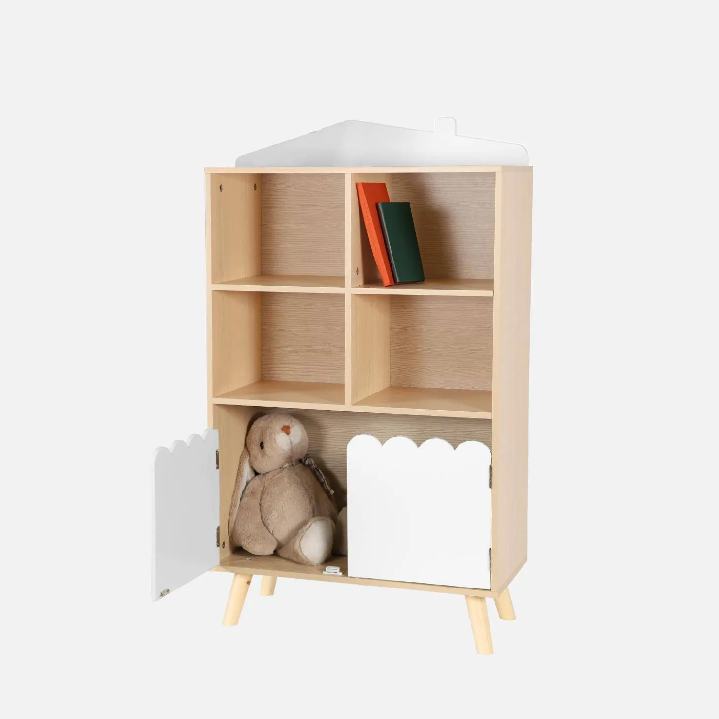 Kinderboekenkast met 2 deuren en 4 planken