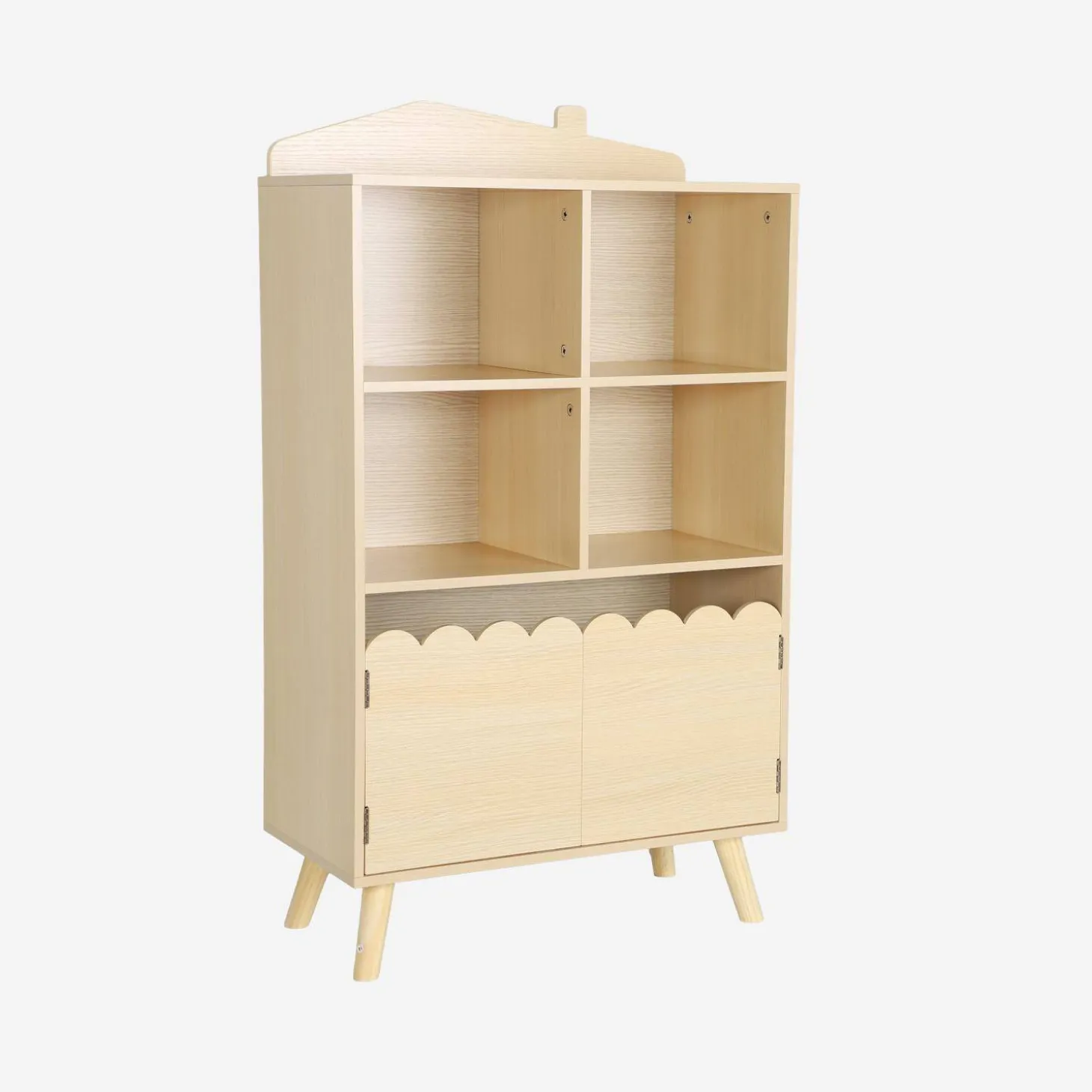 Kinderboekenkast met 2 deuren en 4 planken