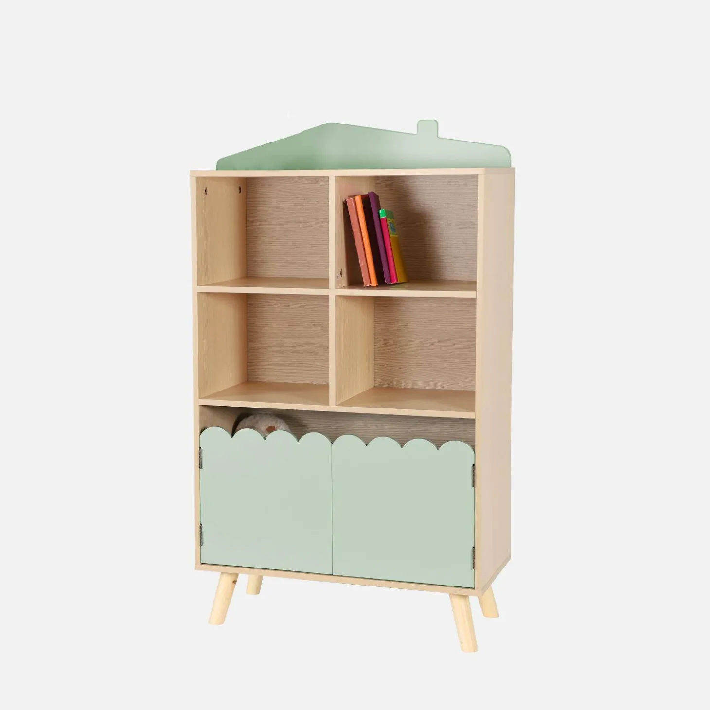 Kinderboekenkast met 2 deuren en 4 planken