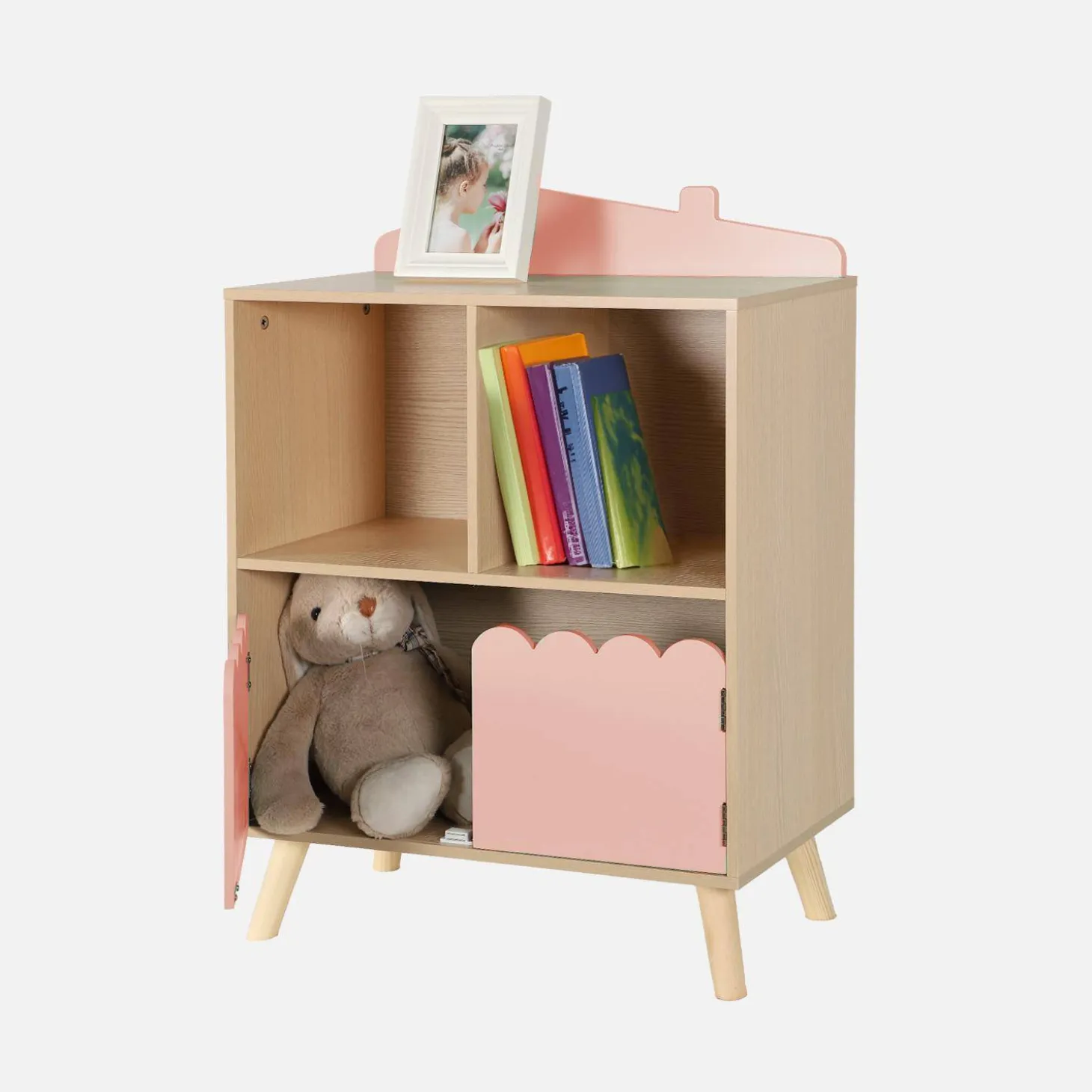 Kinderboekenkast met 2 planken en 2 deuren