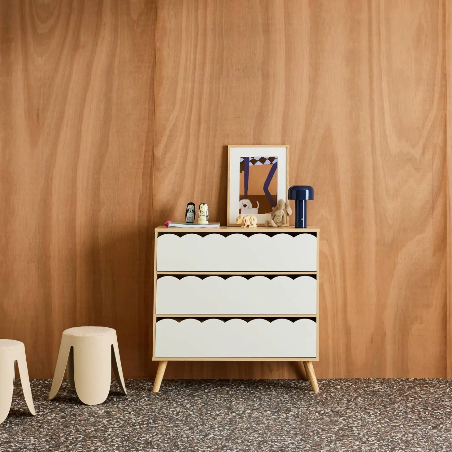 Kinderladekast houtdecor 3 lades