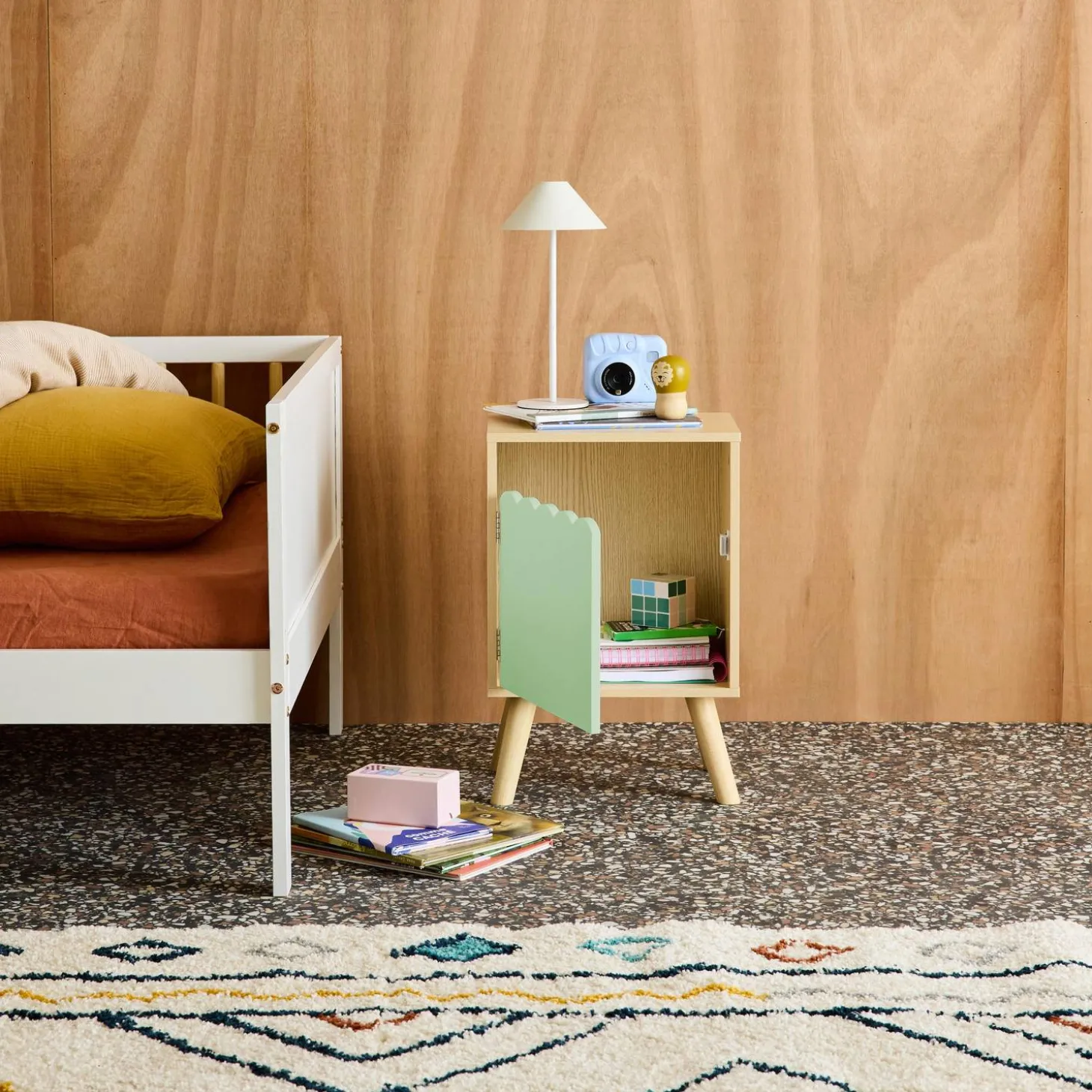 Kinder-nachtkastje houtdecor 1 deur