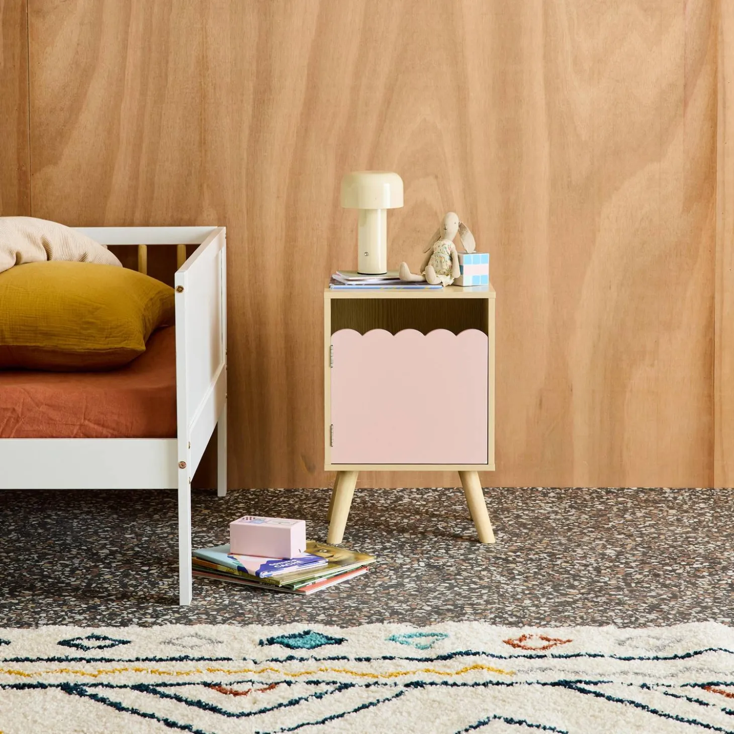 Kinder-nachtkastje houtdecor 1 deur