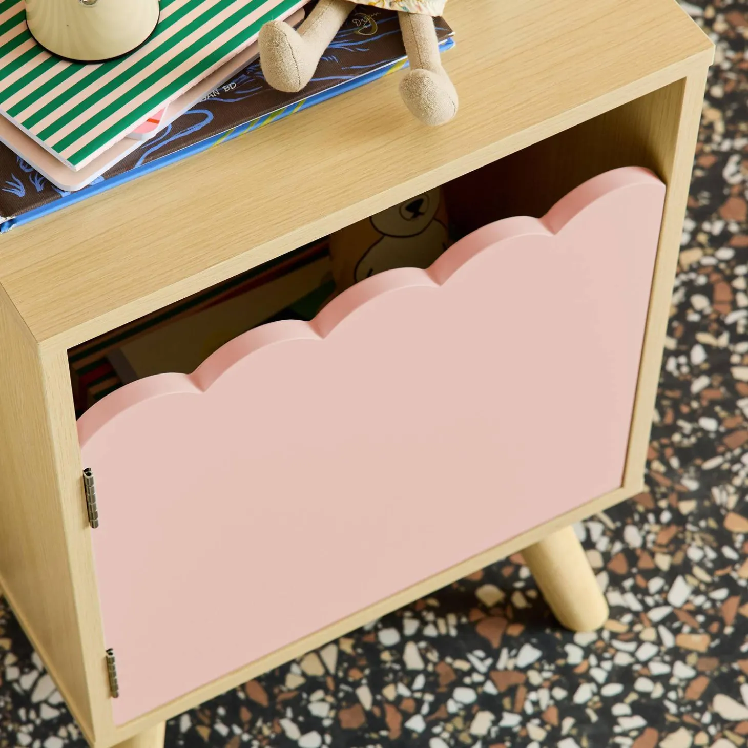 Kinder-nachtkastje houtdecor 1 deur