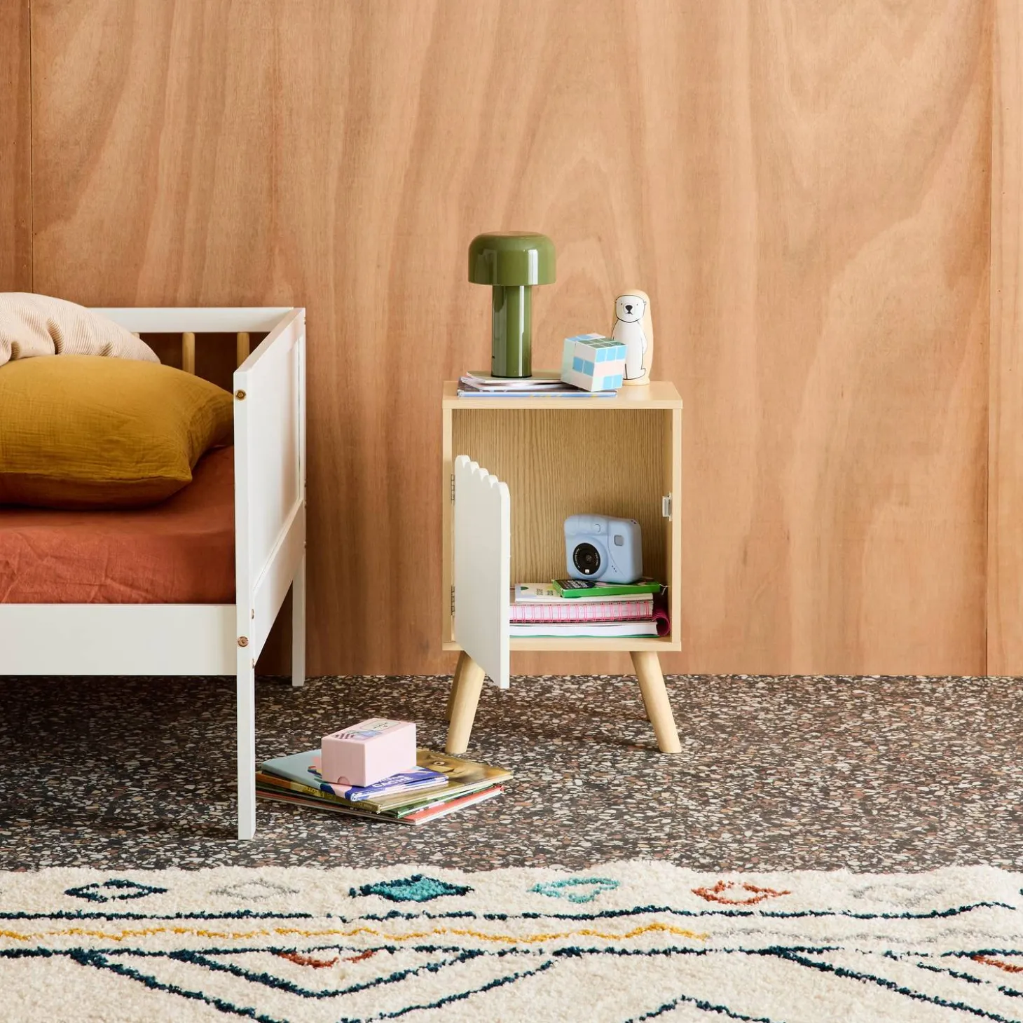 Kinder-nachtkastje houtdecor 1 deur